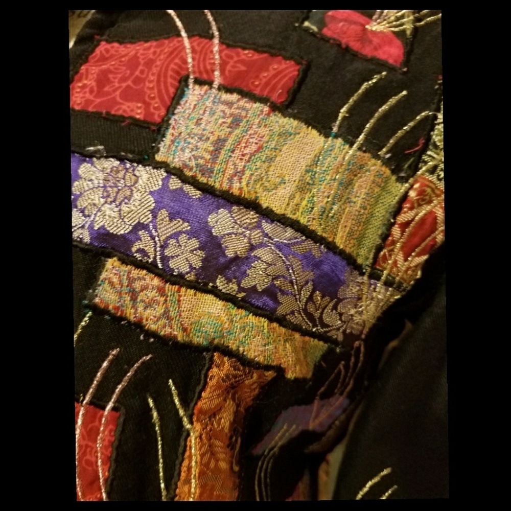 β¨π€ COLDWATER CREEK Black Multicolor Brocade Jacket Blazer Small S π€ - Picture 4 of 5